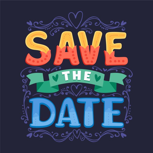 Save the date wedding lettering