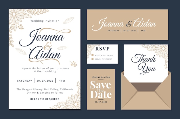 Free vector save the date wedding stationery