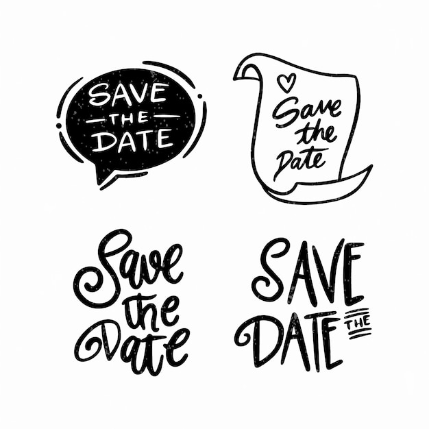 Free vector save the date with cute designs collection