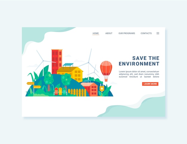 Free vector save the environment landing page