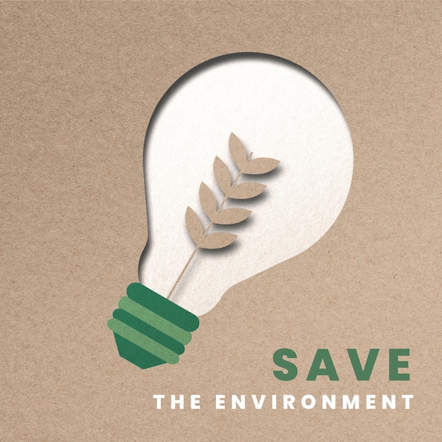 Vettore gratuito salva il modello di ambiente post sui social media della campagna di risparmio energetico