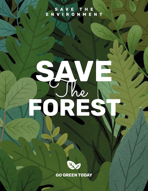 Free vector save the forest flyer editable template