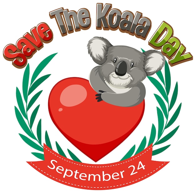 Vettore gratuito salva il design del banner del giorno del koala