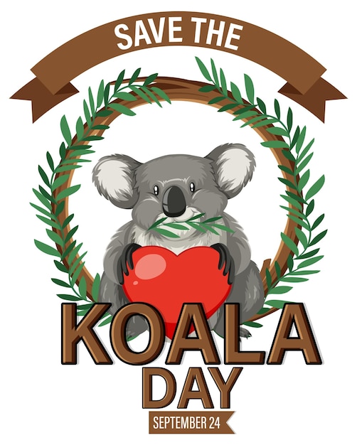 Vettore gratuito salva il design del banner del giorno del koala