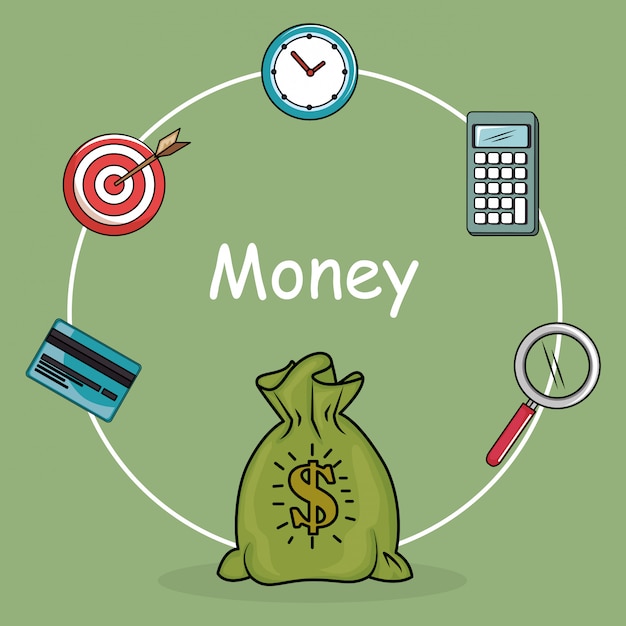 save money set icons