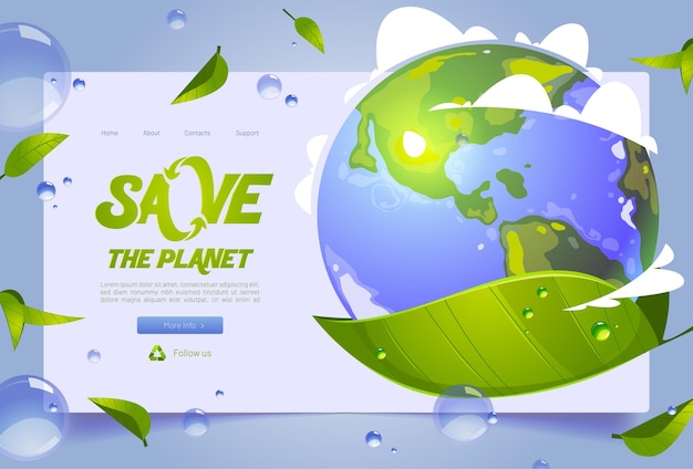 Free vector save planet banner with earth illustration