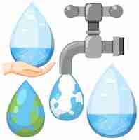 Free vector save the planet concept with earth in water drop shape