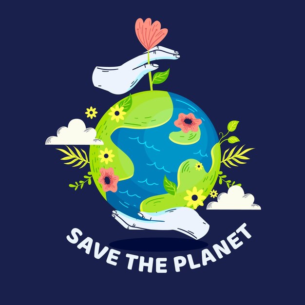 Save the planet concept with flowers and vegetation