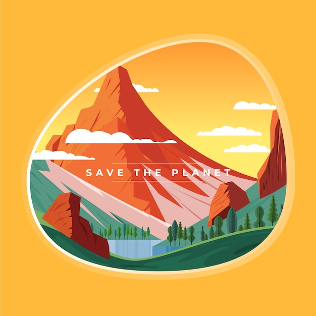 Save the planet concept with mountains and nature