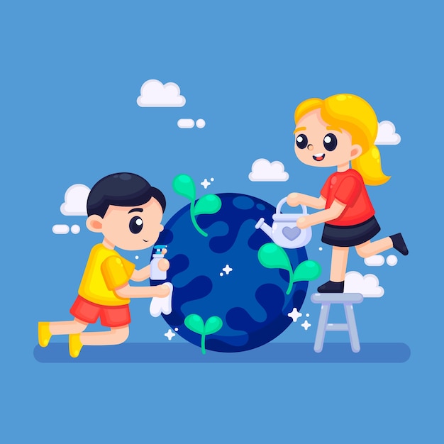 Free vector save the planet concept