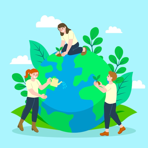 Free vector save the planet concept