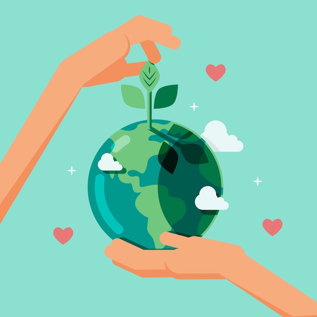 Free vector save the planet concept