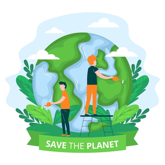 Free vector save the planet concept