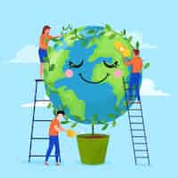 Free vector save the planet concept