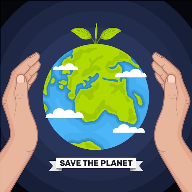 Free vector save the planet concept