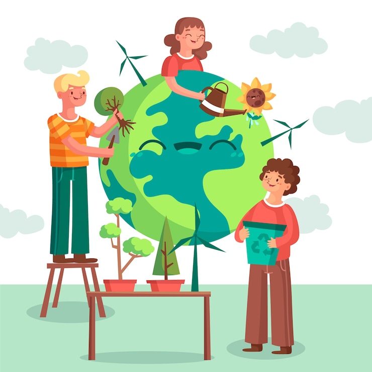 मुफ़्त वेक्टर save the planet illustrated design