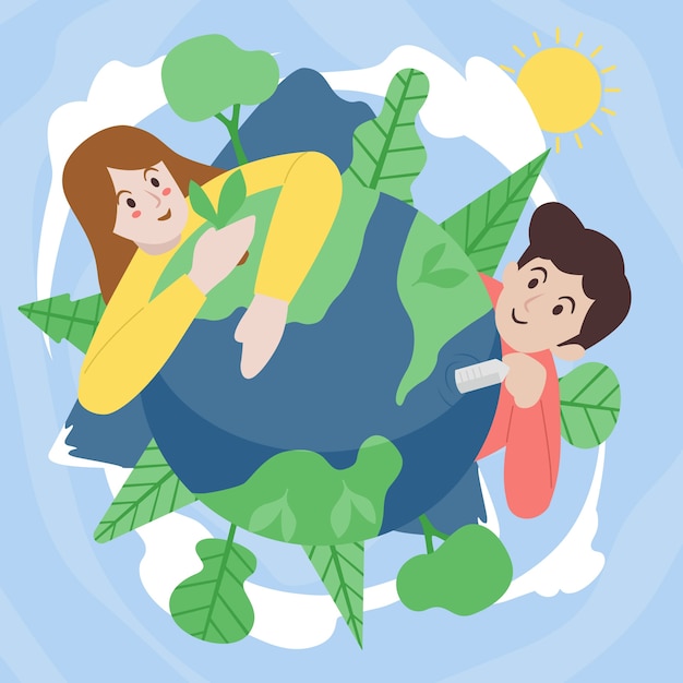 Free vector save the planet illustration style