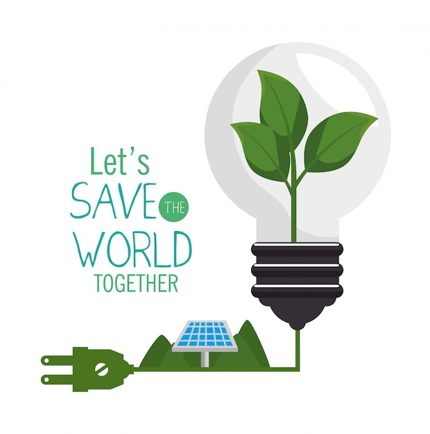 save the world design in flat style