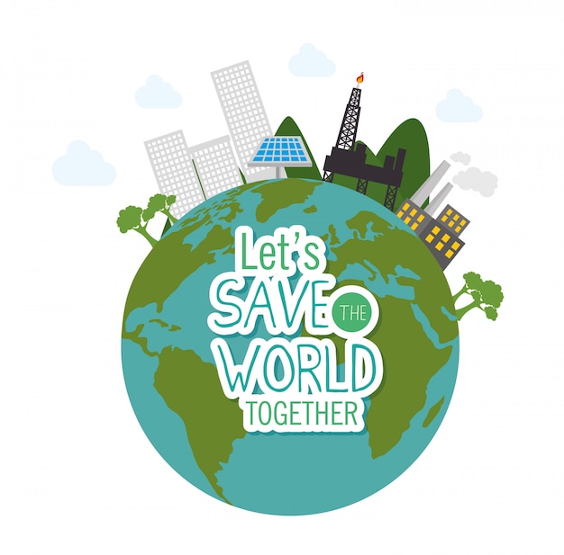 Save the world design in flat style