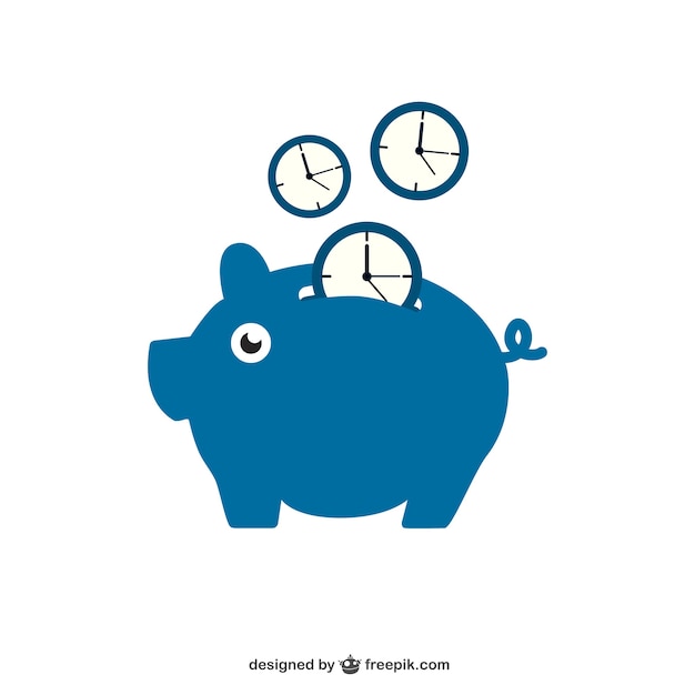 Free vector saving time with piggy bank