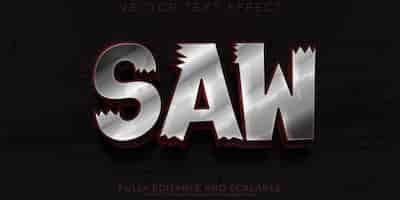 Free vector saw horror text effect editable blade and sword text style