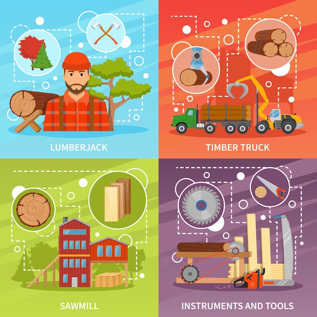 Sawmill Timber Compositions Set