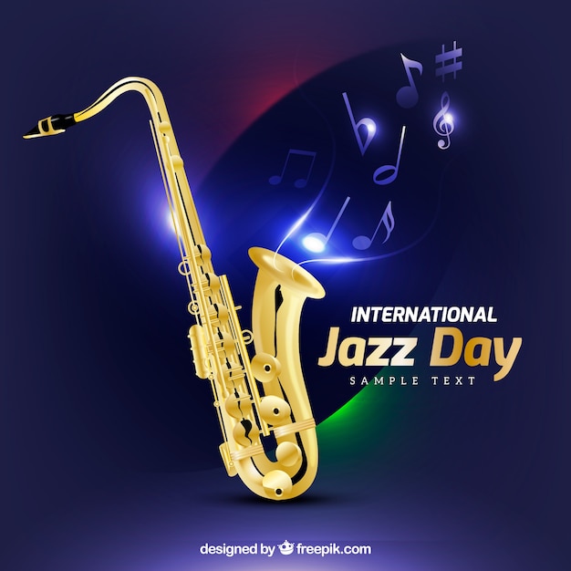 Free vector saxophone background with musical notes