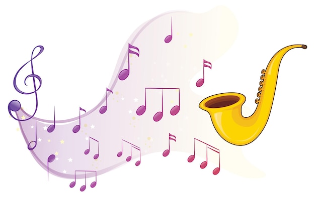 Free vector a saxophone with musical notes on white background