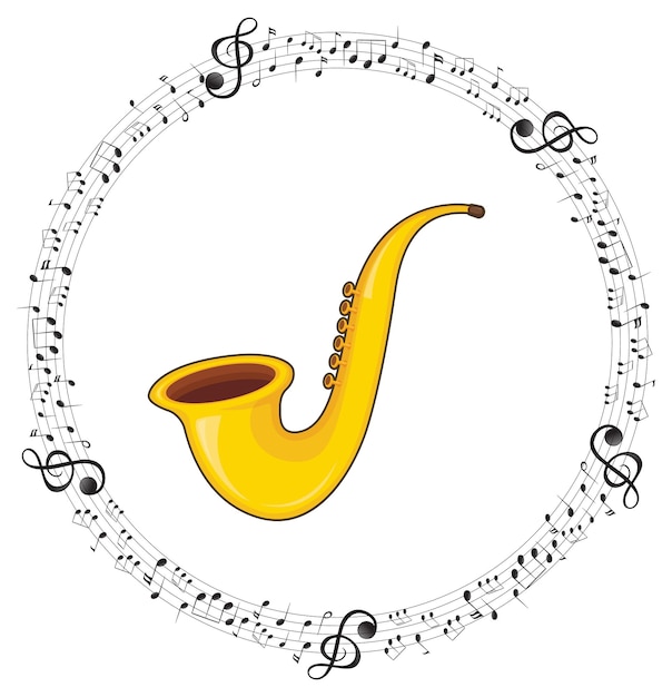 Free vector a saxophone with musical notes on white background