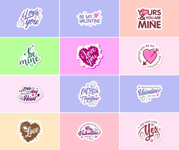 Saying I Love You with Valentine's Day Typography and Graphics Stickers