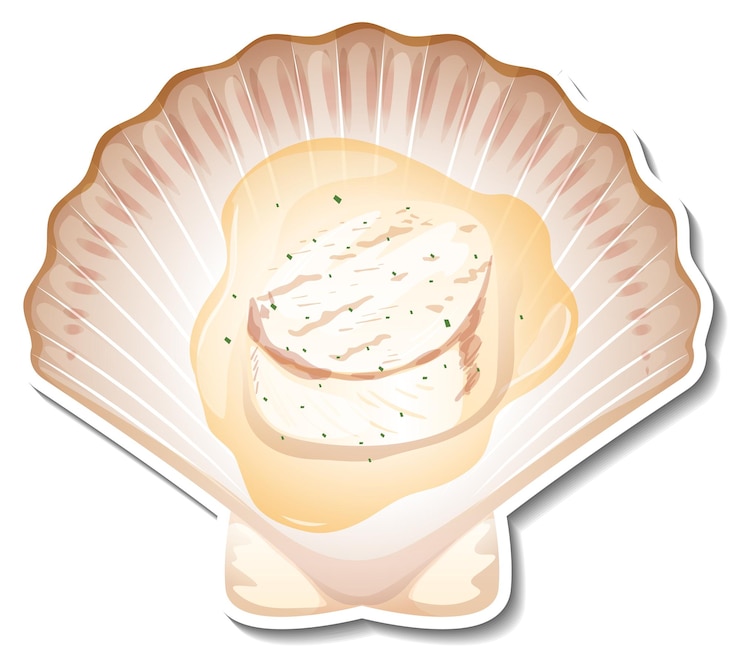 Free Vector scallop seafood sticker on white background
