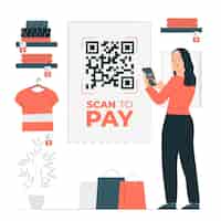Free vector scan to pay concept illustration