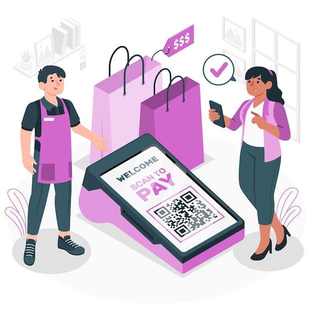 Scan to pay concept illustration
