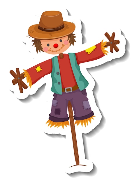 Free Vector scarecrow dressed like boy on wooden stick