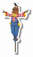 Free vector scarecrow dressed like clown in cartoon style