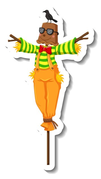 Free vector scarecrow dressed like clown in cartoon style