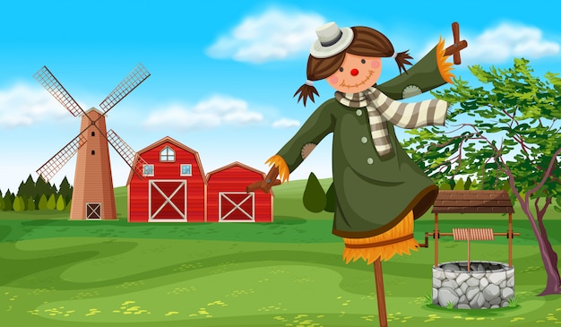 Scarecrow in the farm field