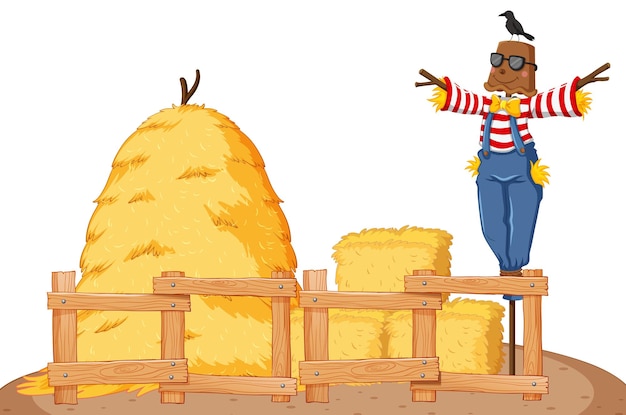 Free vector scarecrow and hay straw