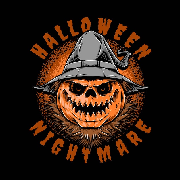 Free vector scarecrow pumpkins halloween vector illustration