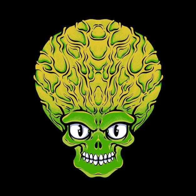 Free vector scary alien head cartoon vector