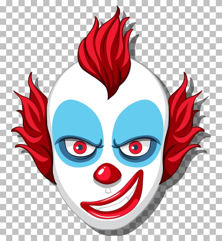 Free Vector scary clown head on grid background