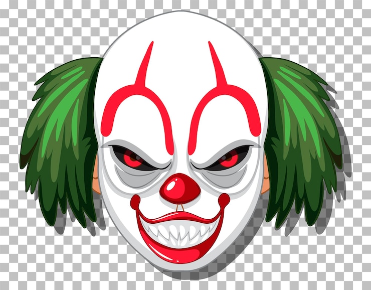 Free Vector scary clown head on grid background