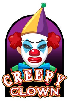 Страшный клоун с жутким логотипом клоуна
