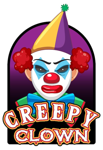 Scary clown with creepy clown logo