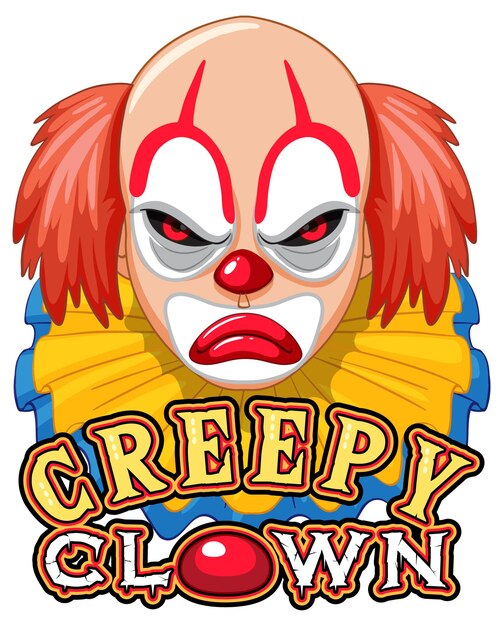 Scary clown with creepy clown logo