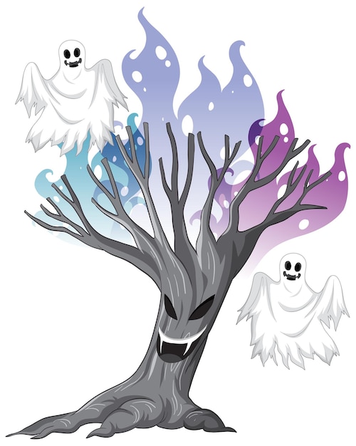 Vettore gratuito fantasma spaventoso con fantasma spirito bianco