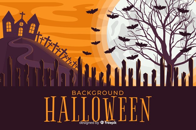 Free vector scary halloween background in flat design