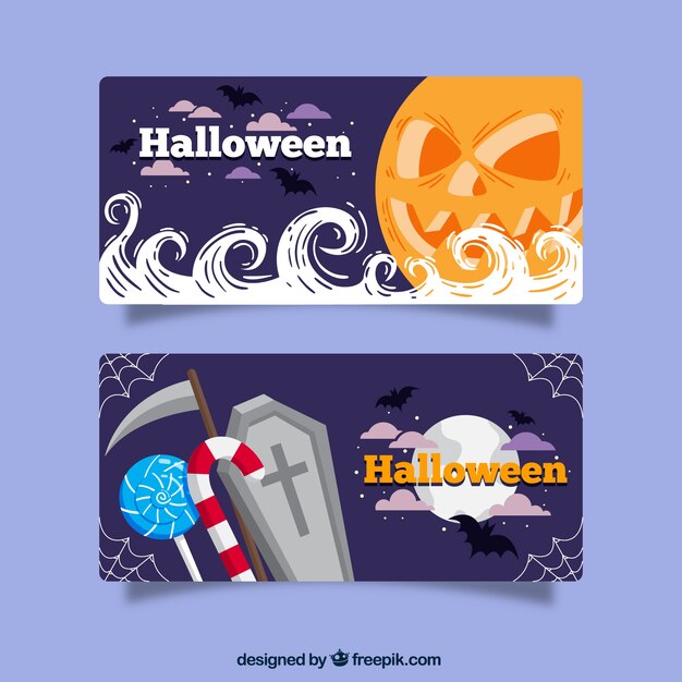 Free vector scary halloween banners