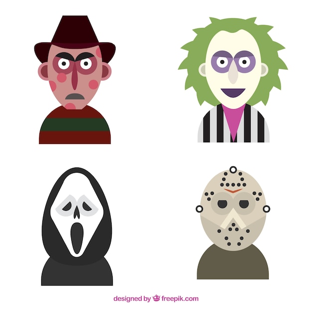 Vettore gratuito personaggi halloween scary