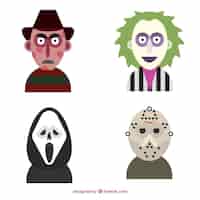 Free vector scary halloween characters